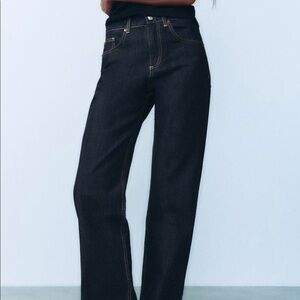 Zara TRF mid rise wide leg jean. Color is “intense blue”  size 6 NWOT
